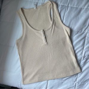 Nude Beige Ribbed Tank Top